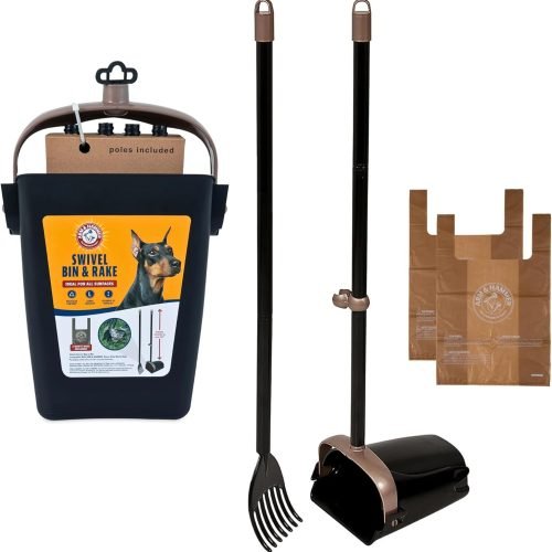 Arm & Hammer Dog Pooper Scooper Swivel Bin & Rake, Poop Scoop for Dogs
