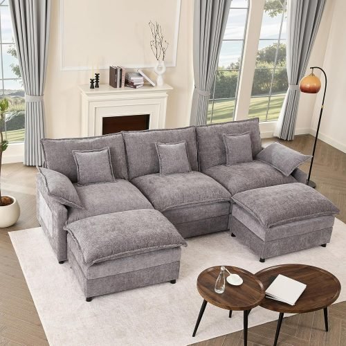 108″ U Shaped Couch, Modular Sectional Sofa