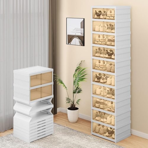 YITAHOME 10 Tier 20 Pairs Foldable Shoe Storage Box