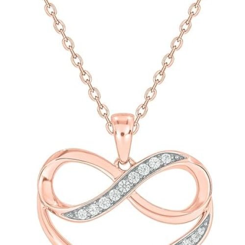Cali Trove 1/4Ct & 1/20Ct Natural Diamond Single Heart Infinity Pendant