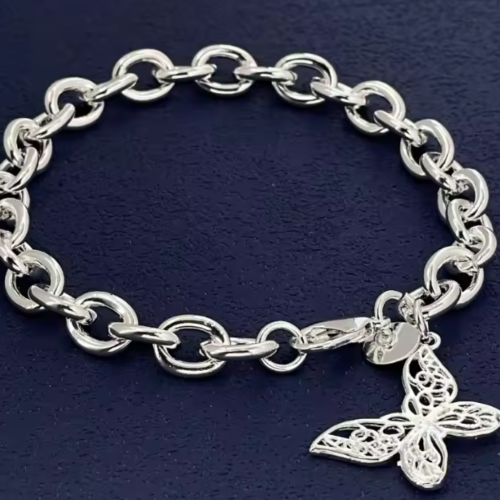 Pretty 925 sterling Silver Butterfly Bracelet for women