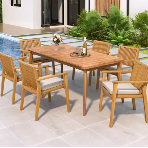 7-Pc Acacia Wood Outdoor Dining Set