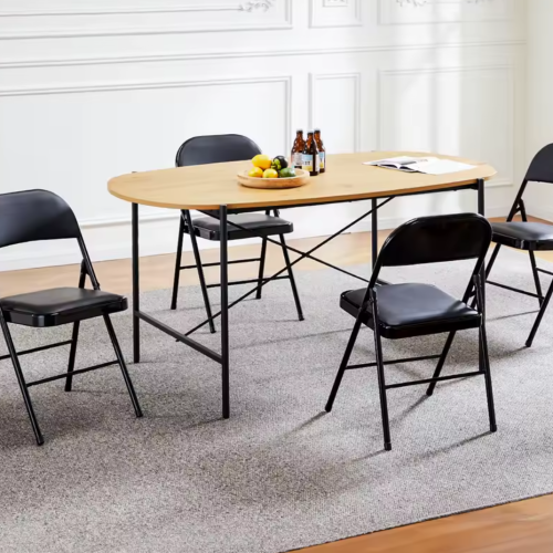 JHK Leather Padded Folding Chair 4 Pack