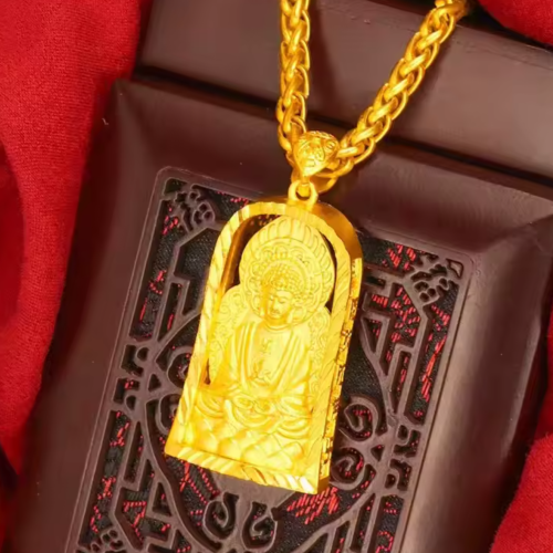 Unisex 24K Gold Chinese Buddha Pendant