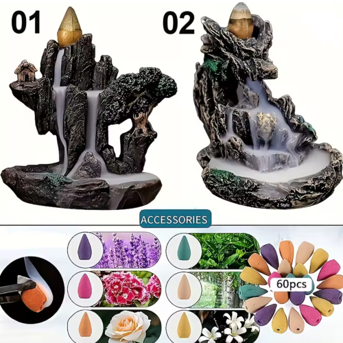 1pc Mountains River Waterfall Reflux Incense Burner